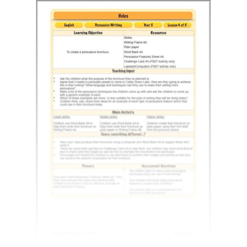 Holes: Persuasive Writing - Image 17
